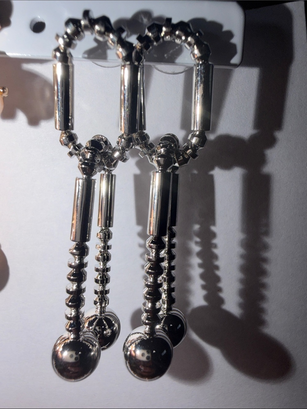 Silver Tone Dangle Bead Drop Earrings